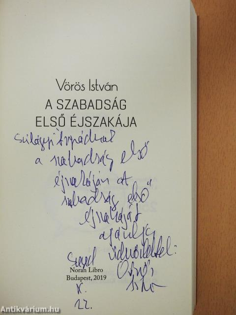 A szabadság első éjszakája (dedikált példány)