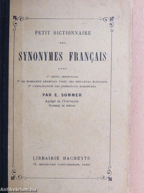 Petit Dictionnaire des Synonymes Francais