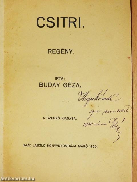 Csitri (dedikált példány)