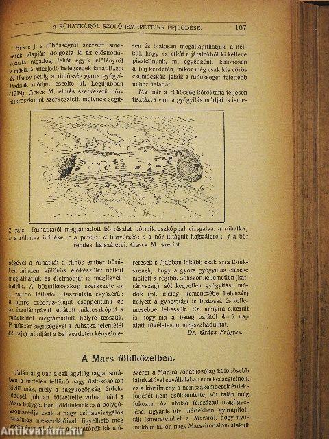 Természettudományi Közlöny 1920. január-december/Pótfüzetek a Természettudományi Közlönyhöz 1920. január-december