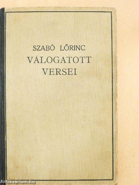 Szabó Lőrinc válogatott versei