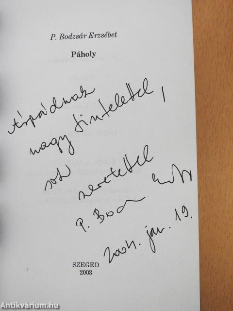 Páholy (dedikált példány)