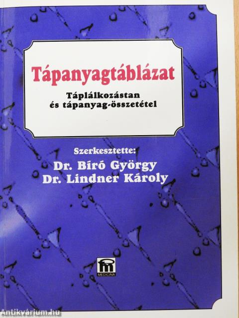 Tápanyagtáblázat (dedikált példány)