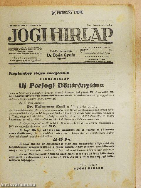 Jogi Hirlap 1943. (nem teljes évfolyam)