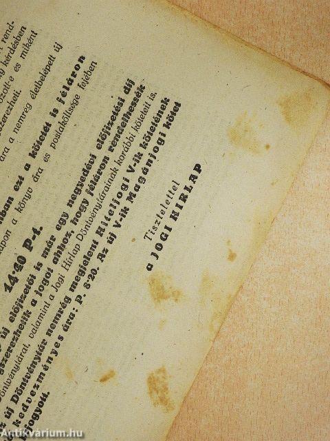 Jogi Hirlap 1943. (nem teljes évfolyam)