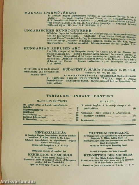 Magyar Iparművészet 1940. (nem teljes évfolyam)