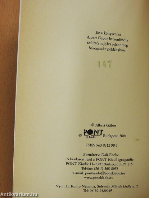 Keskeny résen át (számozott, dedikált példány)