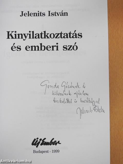 Kinyilatkoztatás és emberi szó (dedikált példány)