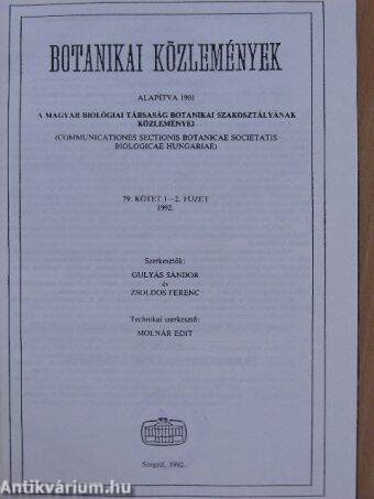 Botanikai közlemények 1992/1-2.