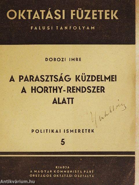 A parasztság küzdelmei a Horthy-rendszer alatt