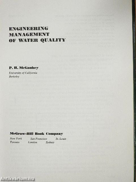 Engineering Management of Water Quality