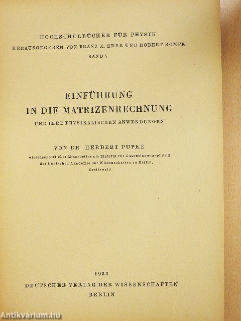 Einführung in die Matrizenrechnung
