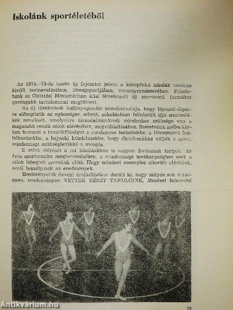 Az egri Dobó István Gimnázium és Erdészeti Szakközépiskola évkönyve 1974-75