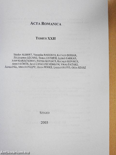 Acta Romanica XXII