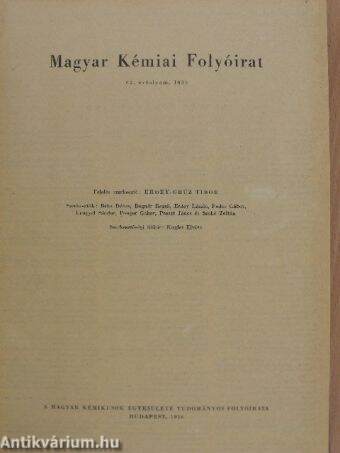 Magyar Kémiai Folyóirat 1956. január-december