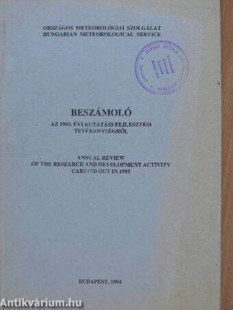 Beszámoló az 1993. évi kutatási-fejlesztési tevékenységről