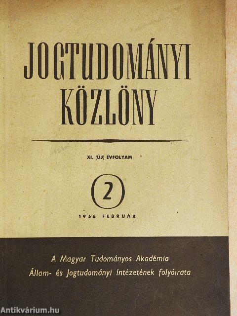 Jogtudományi Közlöny 1956. február