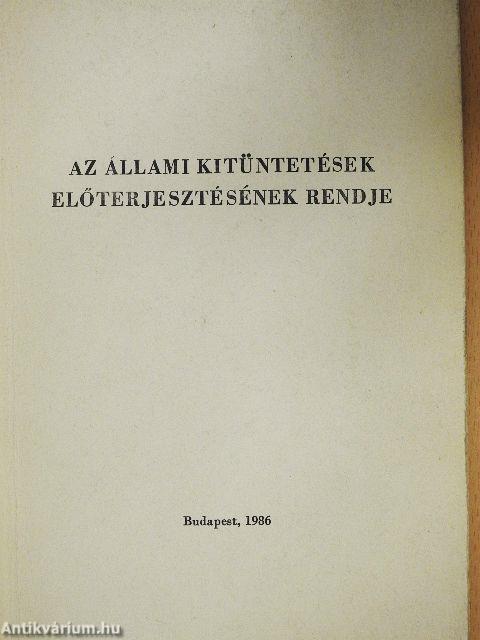 Az állami kitüntetések előterjesztésének rendje