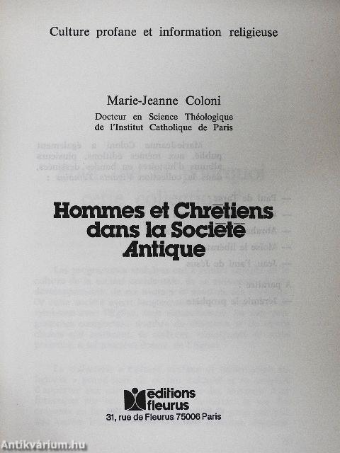 Hommes et Chretiens dans la Societe Antique