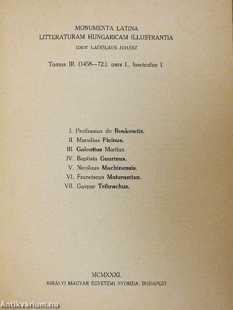 Monumenta Latina Litteraturam Hungaricam Illustrantia