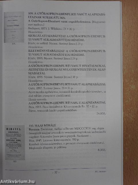 Honterus Antikvárium 101. Aukció