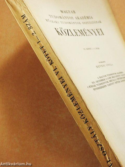A Magyar Tudományos Akadémia Műszaki Tudományok Osztályának közleményei 1952/1-4.