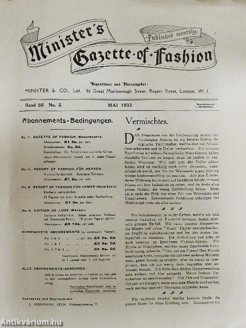 Minister's Gazette of Fashion Mai 1933