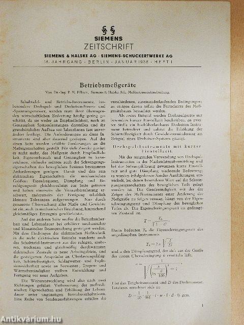 Siemens Zeitschrift 1938-1939 (vegyes számok) (10 db)