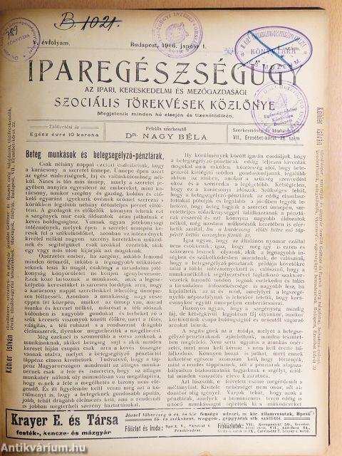 Iparegészségügy 1906. január-december