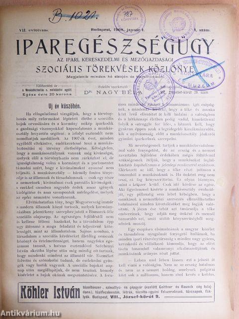 Iparegészségügy 1908. január-december