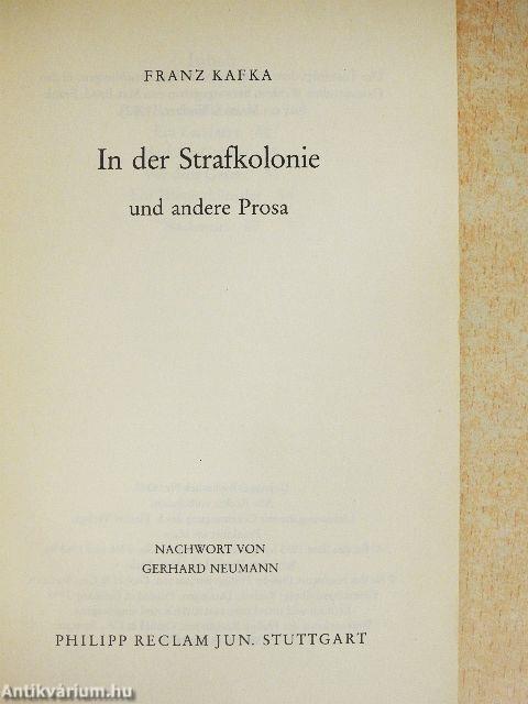 In der Strafkolonie und andere Prosa