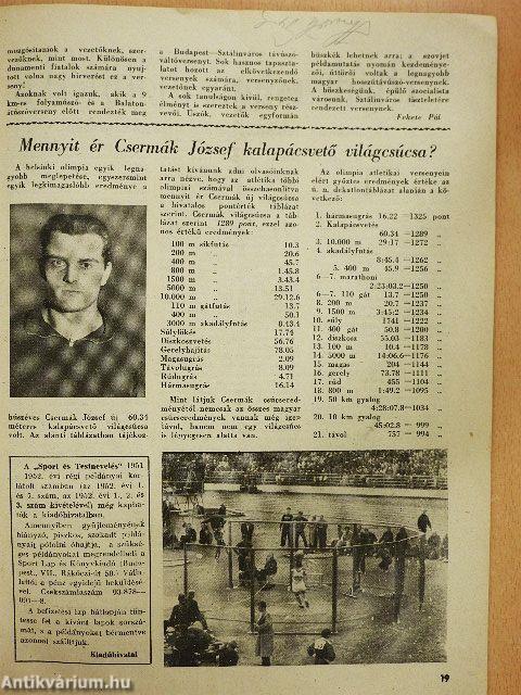 Sport és Testnevelés 1952. augusztus