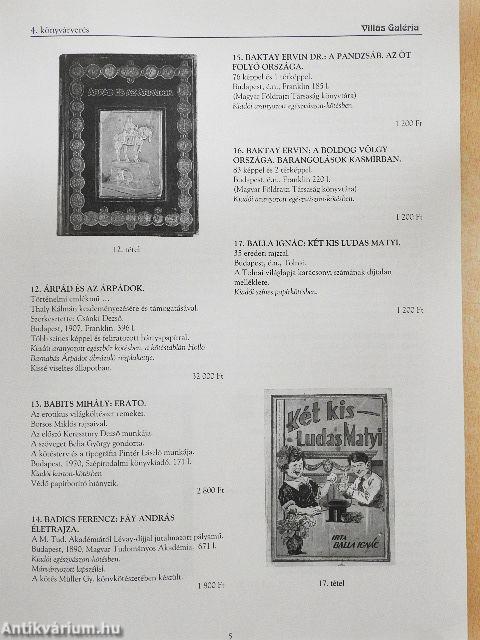 Villás Galéria és Aukciósház 4. könyvárverés