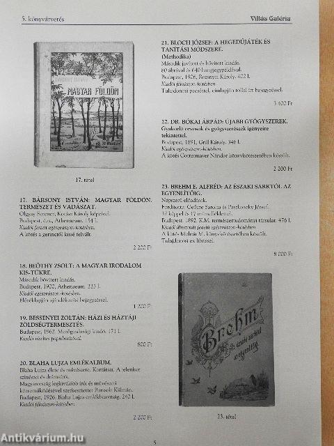 Villás Galéria és Aukciósház 5. könyvárverés