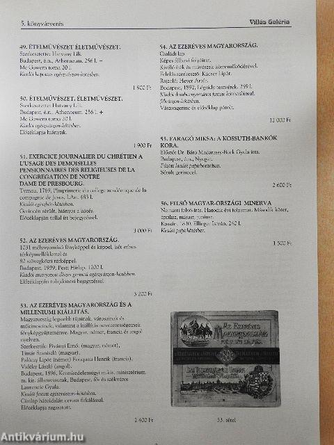 Villás Galéria és Aukciósház 5. könyvárverés