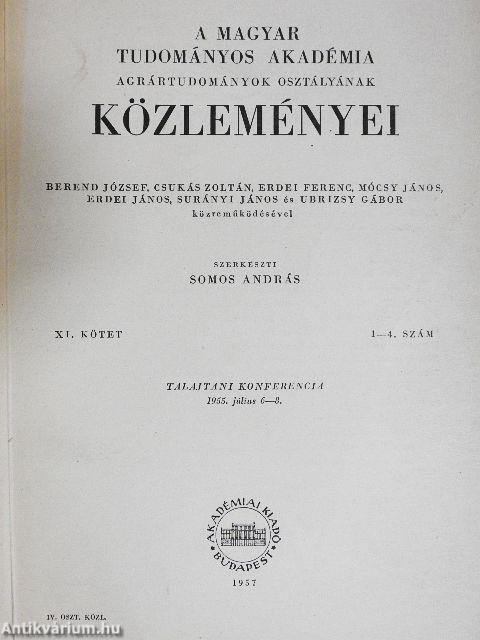 A Magyar Tudományos Akadémia Agrártudományok Osztályának Közleményei 1957/1-4.