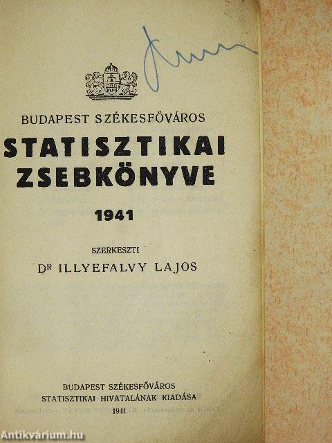 Budapest Székesfőváros Statisztikai Zsebkönyve 1941.