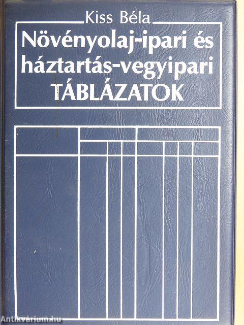 Növényolaj-ipari és háztartás-vegyipari táblázatok