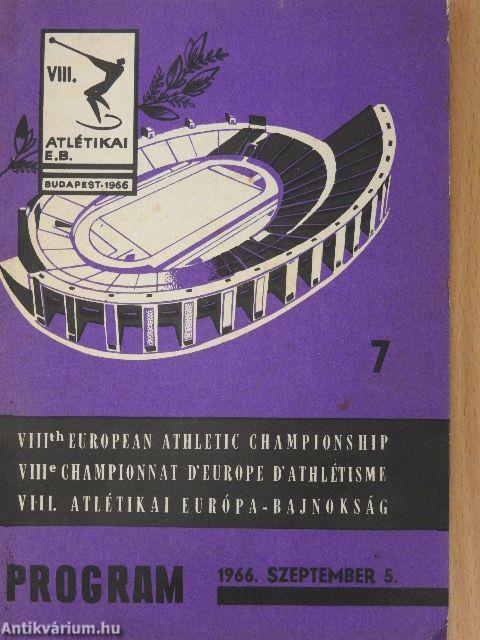 A VIII. Atlétikai Európa-Bajnokság Programja 7