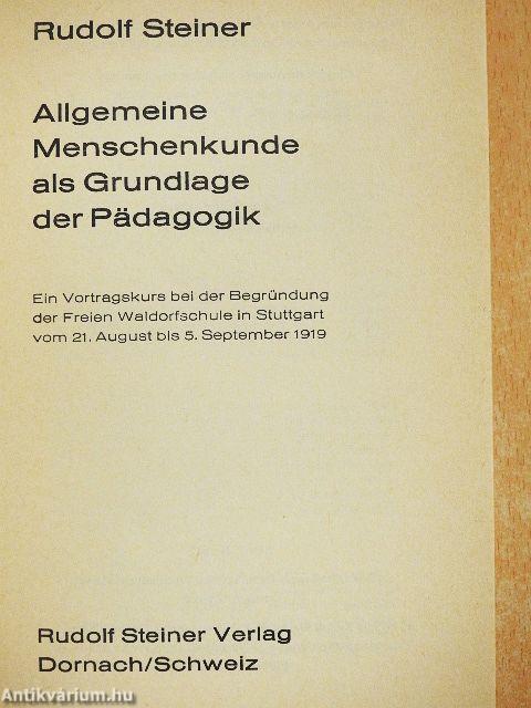 Allgemeine Menschenkunde als Grundlage der Pädagogik