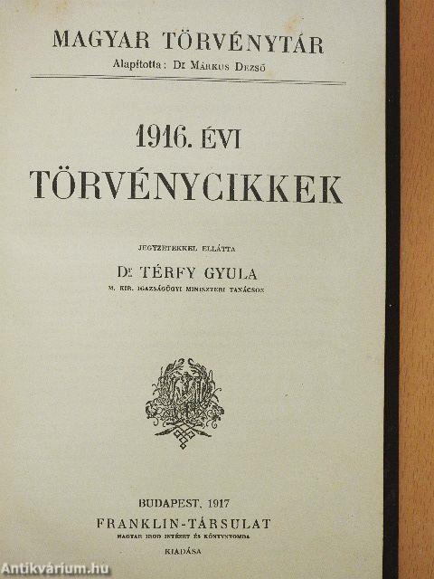 1916. évi törvénycikkek