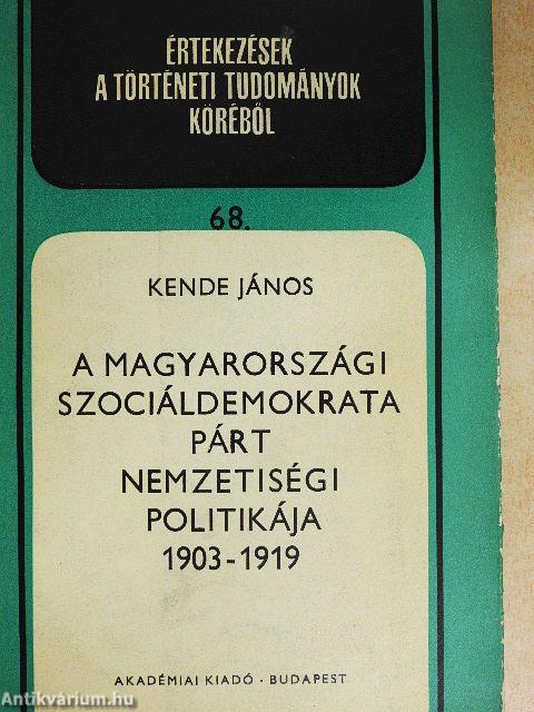 A Magyarországi Szociáldemokrata Párt nemzetiségi politikája 1903-1919