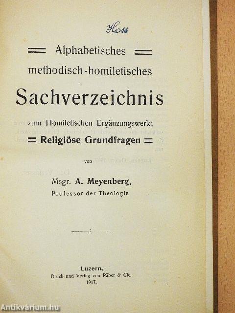 Alphabetisches methodisch-homiletisches Sachverzeichnis zum Homiletischen Ergänzungswerk
