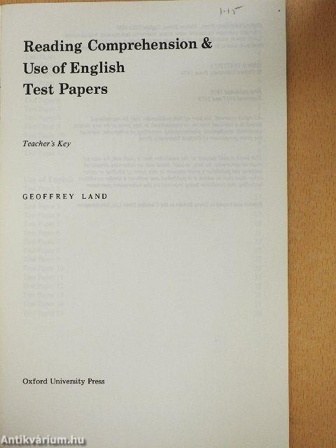 Reading Comprehension and Use of English Test Papers