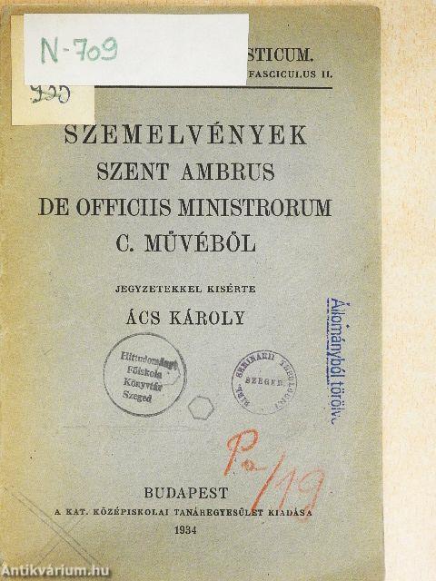 Szemelvények Szent Ambrus De officiis ministrorum c. művéből