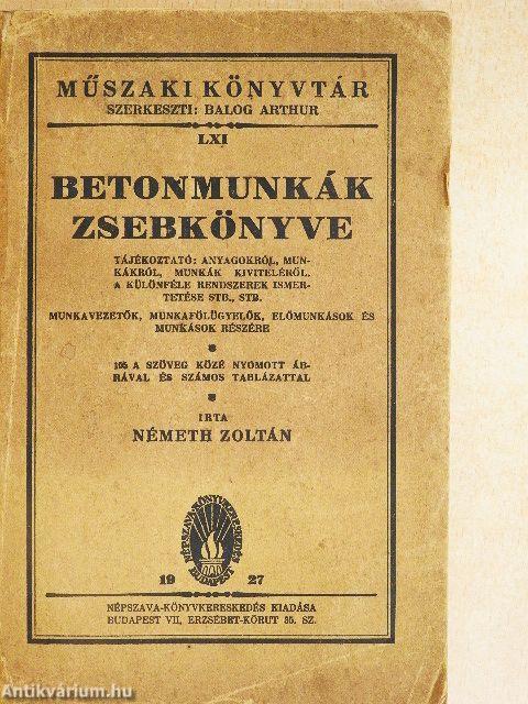Betonmunkák zsebkönyve
