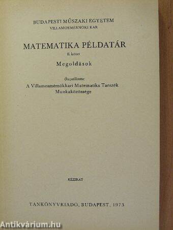 Matematika példatár II.