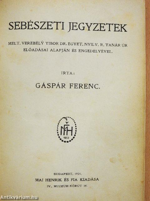 Sebészeti jegyzetek