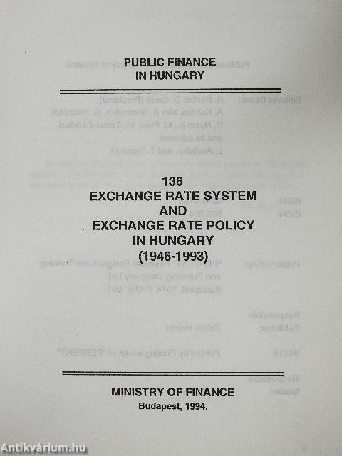 Exchange Rate System and Exchange Rate Policy in Hungary (1946-1993)