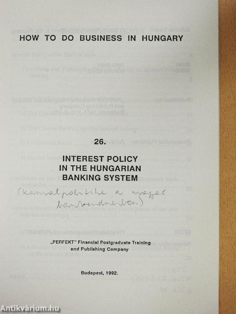 Interest Policy in the Hungarian Banking System
